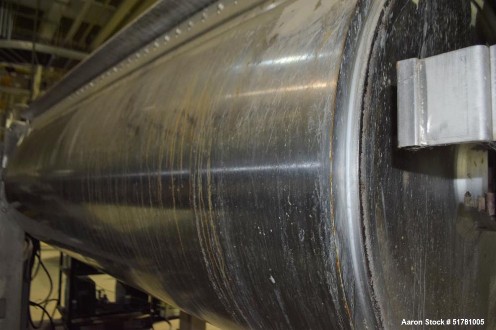 Used Double Drum Dryer. (2) Approximate 42" diameter x 120" face chrome plated rolls. Approximate rating 160 psi at 450 degrees F.. Each roll set up for a hydraulic drive. 15HP Hydraulic power pack. ...