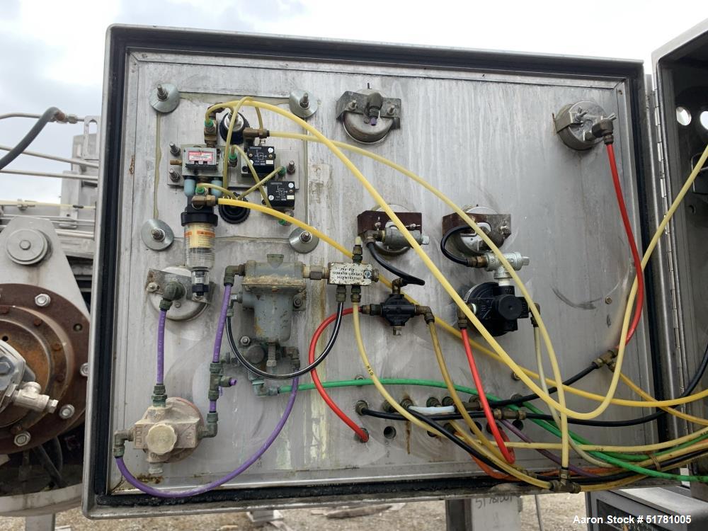 Used Double Drum Dryer. (2) Approximate 42" diameter x 120" face chrome plated rolls. Approximate rating 160 psi at 450 degrees F.. Each roll set up for a hydraulic drive. 15HP Hydraulic power pack. ...