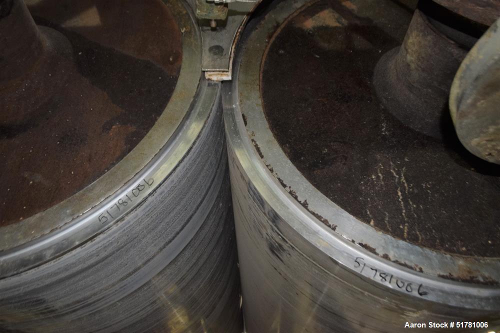 Used Double Drum Dryer. (2) Approximate 42" diameter x 120" face chrome plated rolls. Each rated 160 psi at -20 to 650 degrees F., serial#s 533K and 534K, National Board#s 454 and 455, built 2007, ce...