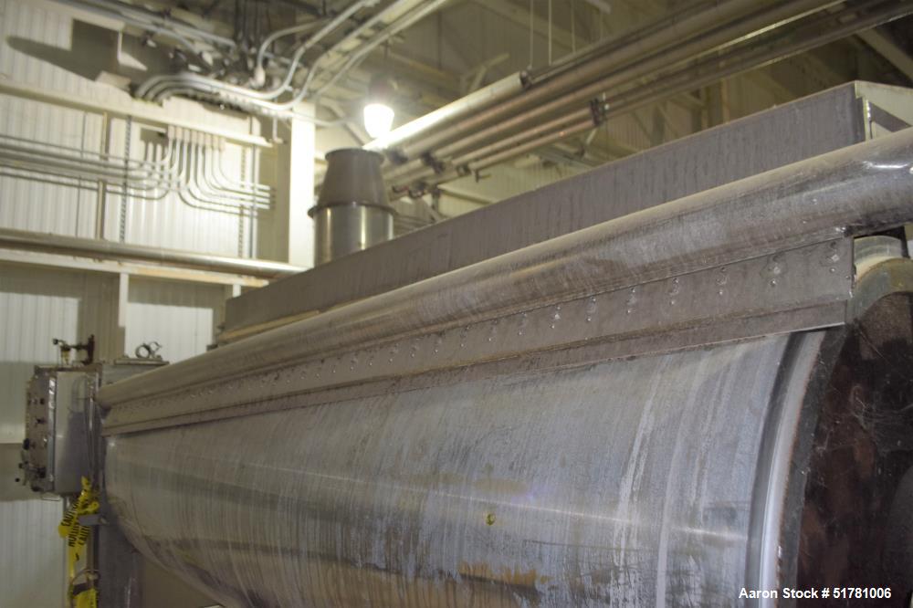 Used Double Drum Dryer. (2) Approximate 42" diameter x 120" face chrome plated rolls. Each rated 160 psi at -20 to 650 degrees F., serial#s 533K and 534K, National Board#s 454 and 455, built 2007, ce...