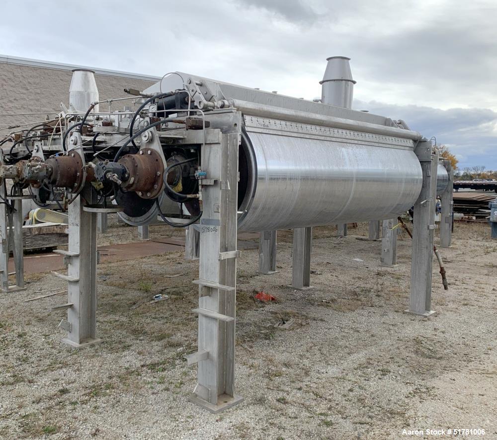 Used- Double Drum Dryer. (2) Approximate 42" diameter x 120" face chrome plated rolls. Each rated 160 psi at -20 to 650 degr...