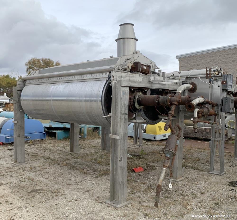 Used Double Drum Dryer. (2) Approximate 42" diameter x 120" face chrome plated rolls. Each rated 160 psi at -20 to 650 degrees F., serial#s 533K and 534K, National Board#s 454 and 455, built 2007, ce...