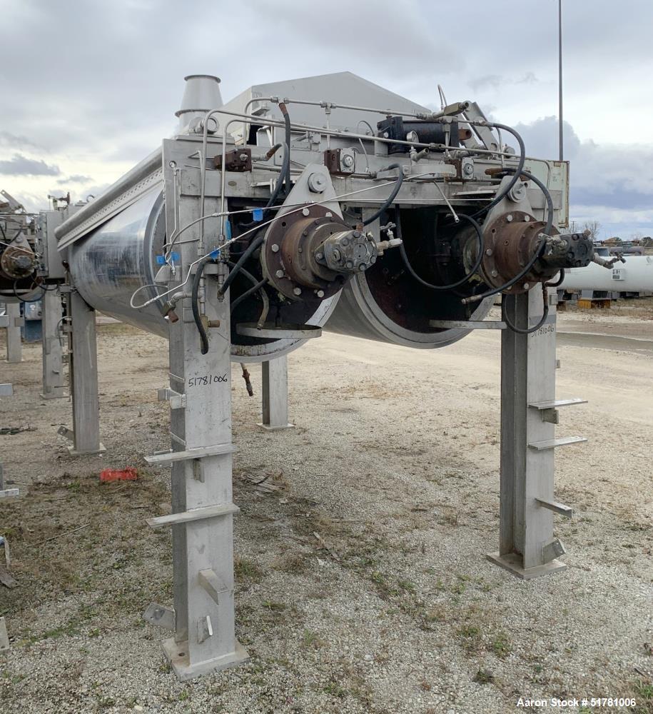 Used Double Drum Dryer. (2) Approximate 42" diameter x 120" face chrome plated rolls. Each rated 160 psi at -20 to 650 degrees F., serial#s 533K and 534K, National Board#s 454 and 455, built 2007, ce...