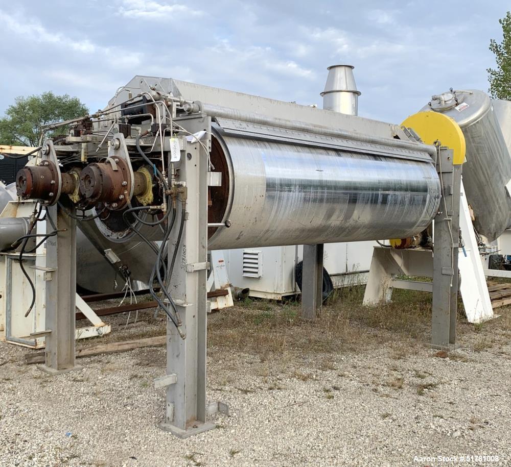 Used- Double Drum Dryer. (2) Approximate 42" diameter x 120" face chrome plated