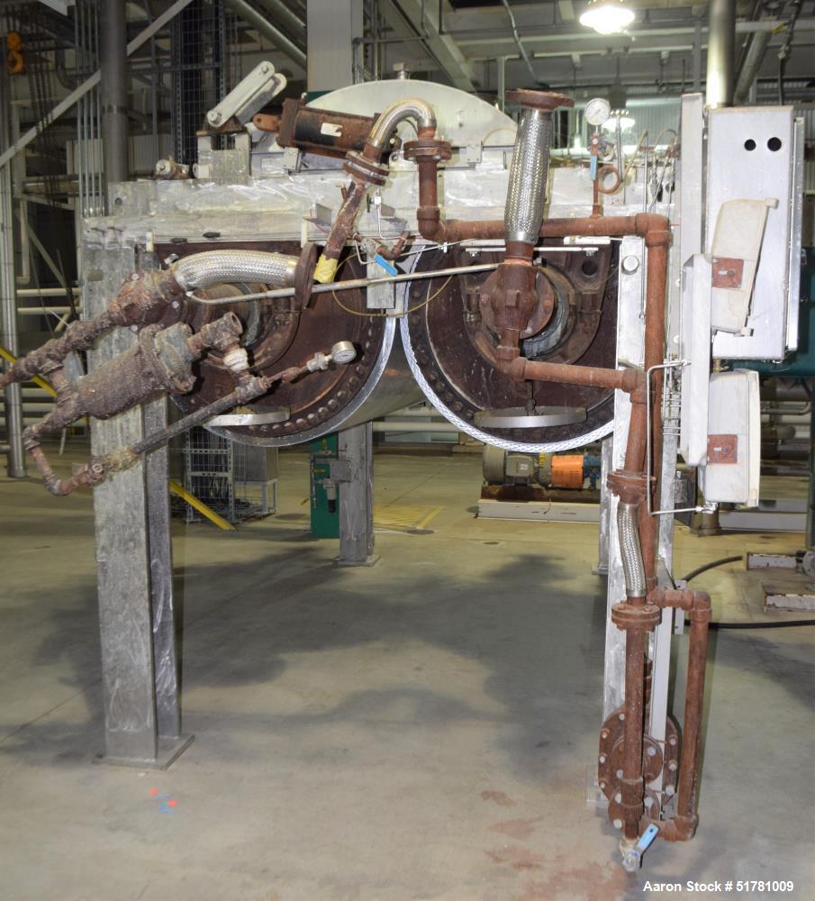 Used Double Drum Dryer. (2) Approximate 42" diameter x 120" face chrome plated rolls. (1) Rated 160 psi at 450 degrees F., serial# G2110-1, National Board# 2477-1, built 1972, certified by Beloit Cor...