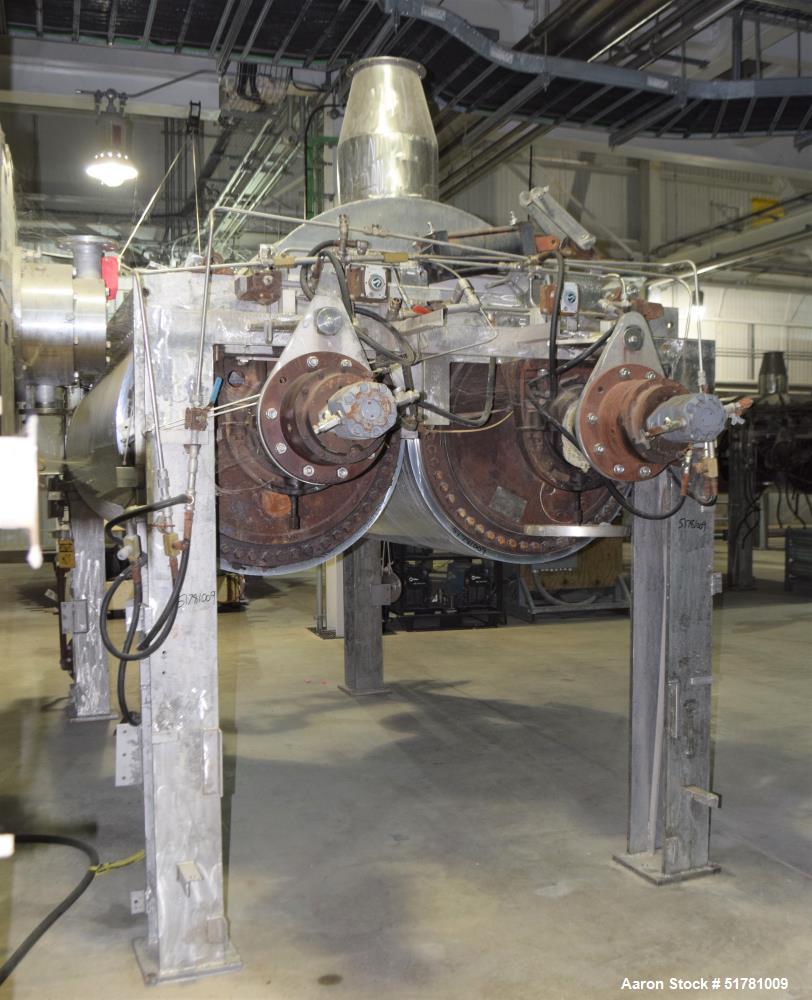 Used Double Drum Dryer. (2) Approximate 42" diameter x 120" face chrome plated rolls. (1) Rated 160 psi at 450 degrees F., serial# G2110-1, National Board# 2477-1, built 1972, certified by Beloit Cor...