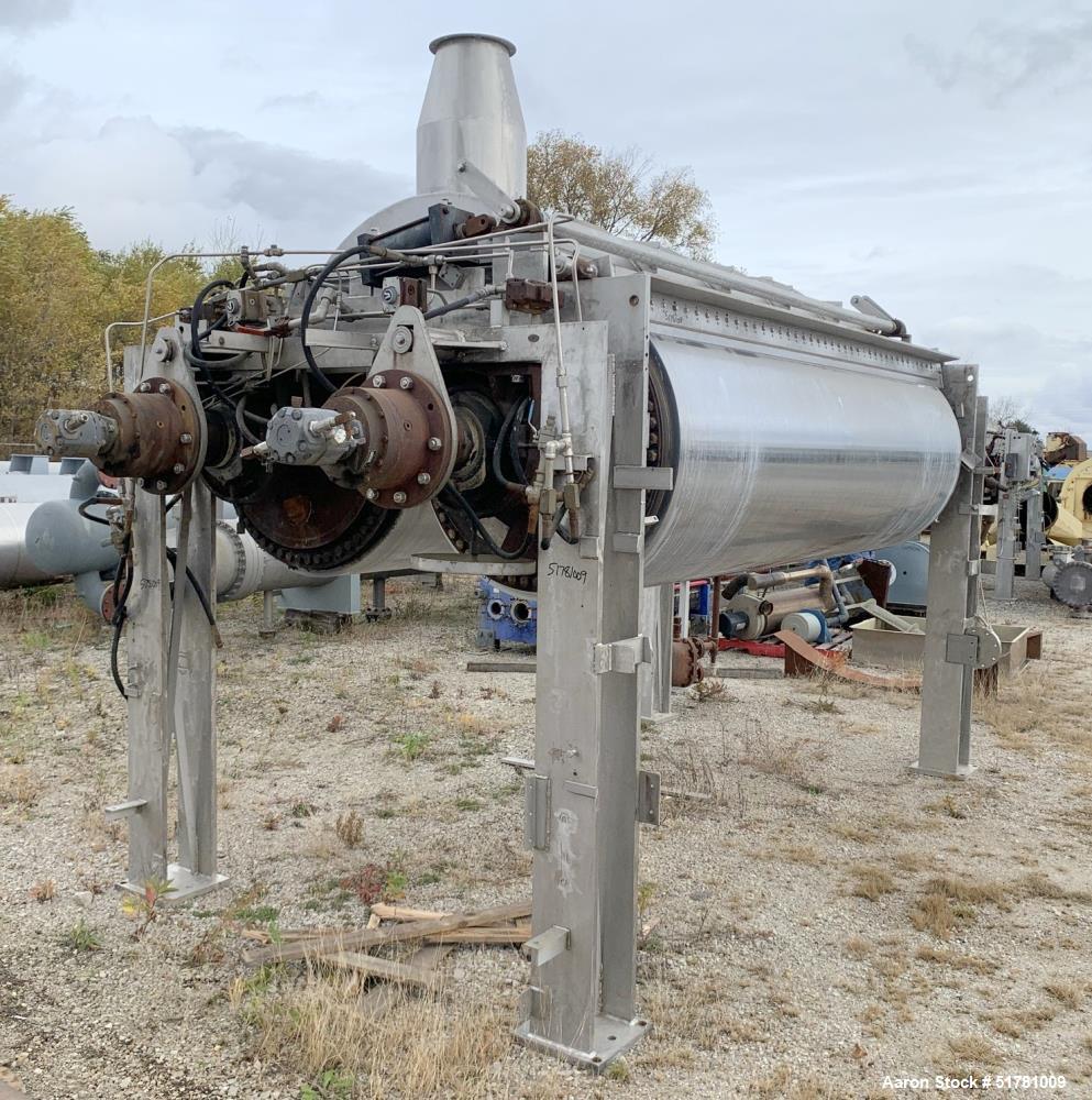 Used- Double Drum Dryer. (2) Approximate 42" diameter x 120" face chrome plated rolls. (1) Rated 160 psi at 450 degrees F., ...