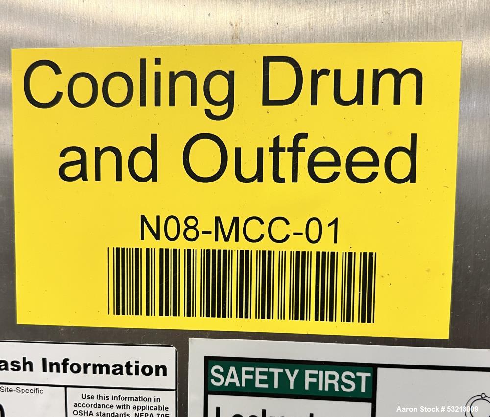 Used- JM Construction Engineering Stainless Steel Horizontal Cooling Drum. Approximate 52" diameter x 214" long. Inner drum ...