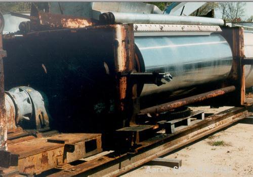 USED: American 42" diameter x 120" double drum dryer. Chrome plated drums, ASME 160 psi @ 450 deg F. With brass scraper blade, requires two side discharge screw conveyors. 20 hp motor and vari-speed ...