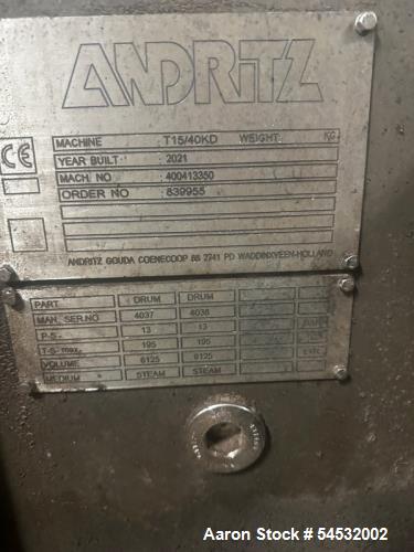 2021 Andritz Gouda T15/40KD Twin Drum Dryer – High-Efficiency Continuous Drying System