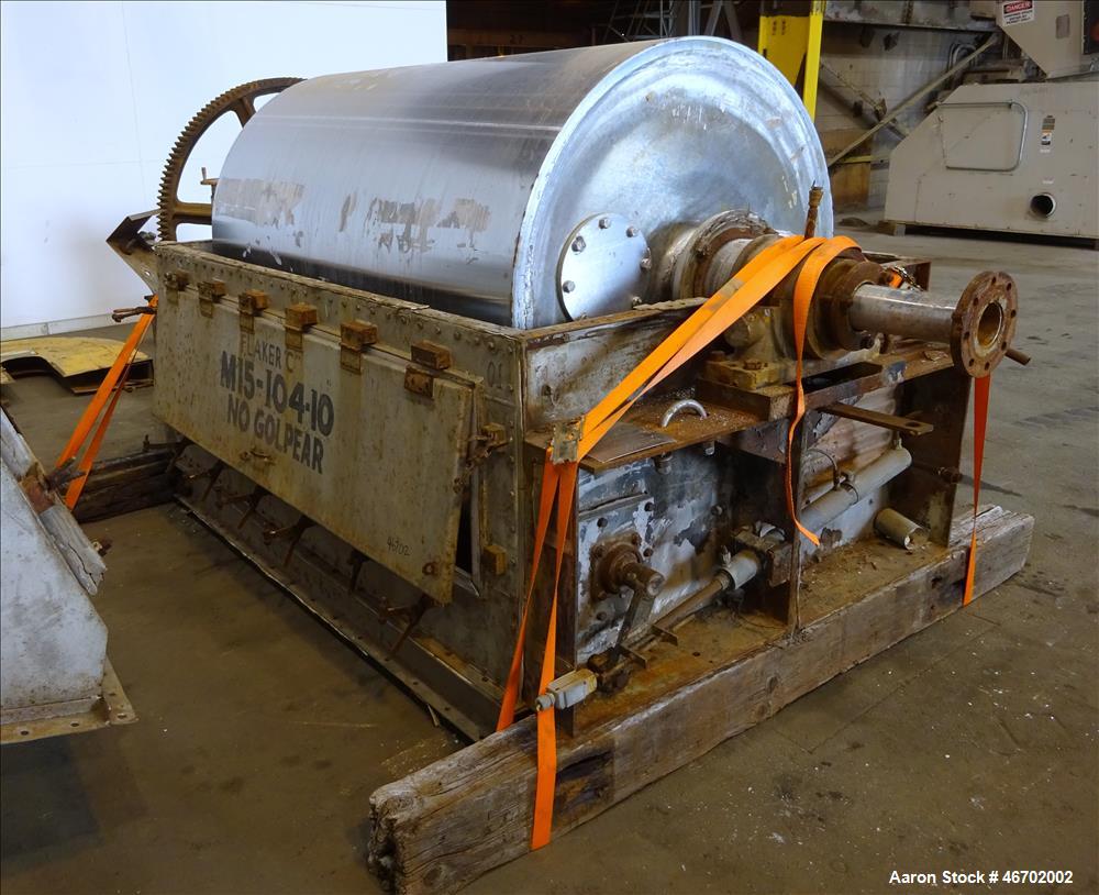Used Buflovak Single Drum Flaker, 304 Stainless Steel, Approximate Drum Surface