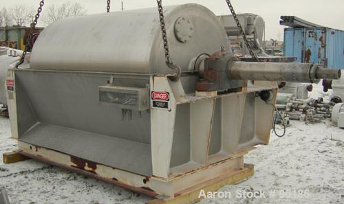 Used Buflovak Single Drum Flaker, 316 stainless steel. 60" diameter x 96" face cored drum that has 0.68" thick wall  rated 60 psi at 300 deg F. Driven by a 20/40 hp, 3/6-60/460 volt, 1790/1775 rpm mo...