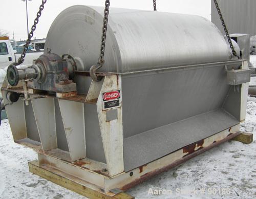 Used Buflovak Single Drum Flaker, 316 stainless steel. 60" diameter x 96" face cored drum that has 0.68" thick wall  rated 60 psi at 300 deg F. Driven by a 20/40 hp, 3/6-60/460 volt, 1790/1775 rpm mo...