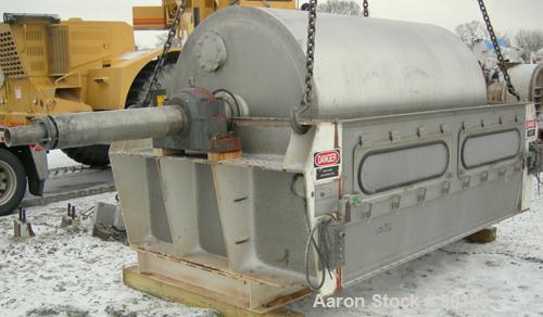 Used Buflovak Single Drum Flaker, 316 stainless steel. 60" diameter x 96" face cored drum that has 0.68" thick wall  rated 60 psi at 300 deg F. Driven by a 20/40 hp, 3/6-60/460 volt, 1790/1775 rpm mo...