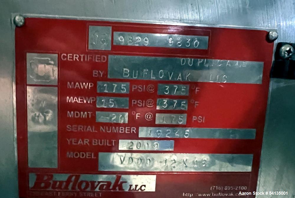 Buflovak 12" x 18" Double Drum Dryer – Steam Heated, Complete System, 2009