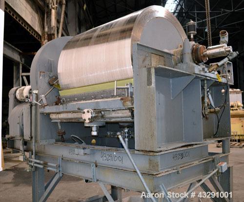 Used Buflovak Single Drum Flaker, 304 Stainless Steel. 48" Diameter x 48" face cored drum, 50 square foot area, rated 80 psi at 325 degrees F. Includes (2) knife scrapers with a blades, end drum scra...