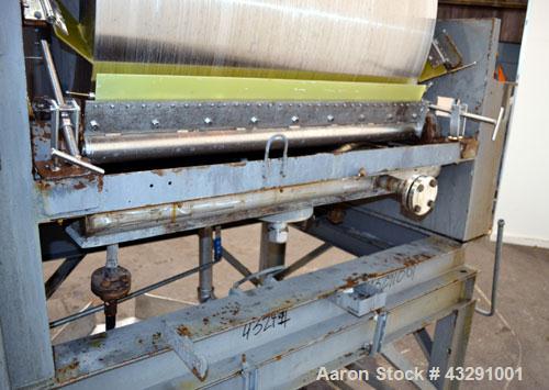 Used Buflovak Single Drum Flaker, 304 Stainless Steel. 48" Diameter x 48" face cored drum, 50 square foot area, rated 80 psi at 325 degrees F. Includes (2) knife scrapers with a blades, end drum scra...