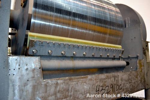 Used Buflovak Single Drum Flaker, 304 Stainless Steel. 48" Diameter x 48" face cored drum, 50 square foot area, rated 80 psi at 325 degrees F. Includes (2) knife scrapers with a blades, end drum scra...