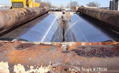 Used Buflovak Double Drum Dryer, 42" diameter x 144" face, cored chrome plated carbon steel rolls, rated approximately 160 psi at 650 degrees F. (2) pneumatically adjustable scraper blades, edge guid...