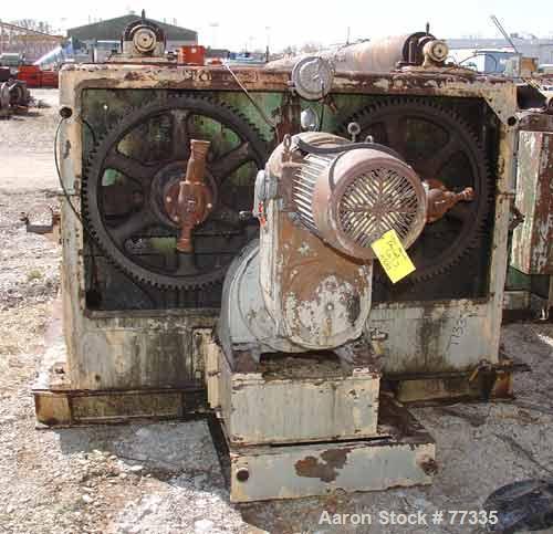 Used Buflovak Double Drum Dryer, 42" diameter x 144" face, cored chrome plated carbon steel rolls, rated approximately 160 psi at 650 degrees F. (2) pneumatically adjustable scraper blades, edge guid...