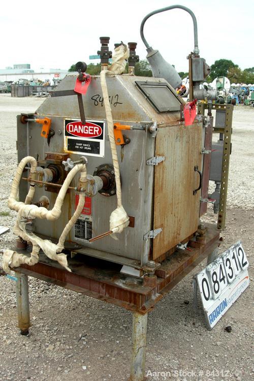 USED: Buflovak Double Drum Dryer, (2) 12" diameter x 18" face chrome plated cored rolls, (2) manually adjustable scraper blades, (2) edge guides. Driven by a 1.5 hp, 3/60/230/460 volt, 1725 rpm XP va...