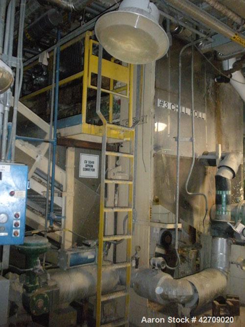 Used Goslin-Birmingham Single Drum Flaker, 78" diameter x 156" face.  304 stainless steel Drum is rated for 80 psi @ 350 deg F.  Infeed screw conveyor, Infeed belt conveyor, applicator roll and take ...