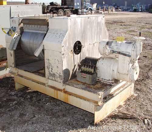 USED: Goslin double drum dryer, 24" diameter x 24" face, cored chromeplated carbon steel rolls, rated approx 160 PSI at 450 degrees F. (2)pneumatically adjustable scraper blades, edge guides, fume ho...