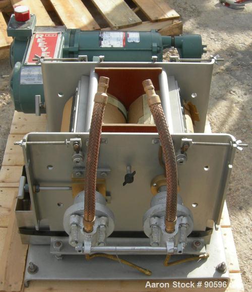 Used: Buflovak lab size double drum dryer, type AL-5.(2) 6" diameter x 7 3/4" face chrome plated side by side rolls. Driven by a 1/4 hp,1/60/115/230 volt,1725 rpm xp vari-speed motor, min/max 4.8/48 ...