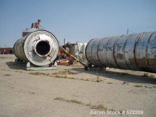 USED: Stern Roger rotary drum dryer system consisting of a Stern Roger10'6" diameter x 60' long single pass rotary drum dryer with a newPeabody 30,000,000 btu burner. Also included is a Heil dryer us...