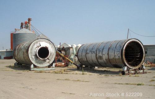 USED: Stern Roger rotary drum dryer system consisting of a Stern Roger10'6" diameter x 60' long single pass rotary drum dryer with a newPeabody 30,000,000 btu burner. Also included is a Heil dryer us...