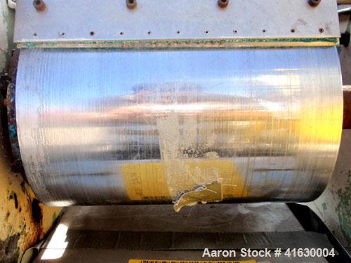 Used Stokes Double Drum Dryer, Model 214-0A. (2) 8-1/2" diameter x 11" face width cored drums with rotary unions, rated 100 psi. Knife discharge, dual edge guides. Driven by a 1.5 hp, 230/460 volt Re...