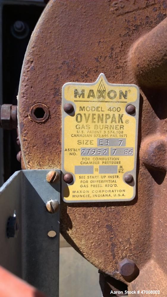 Used Barr-Rosin Flash Dryer. Maxon Burner rated at 20,000 BTU capability for a pull-thru system and 30,000 BTU for a push-thru system. All Stainless steel.