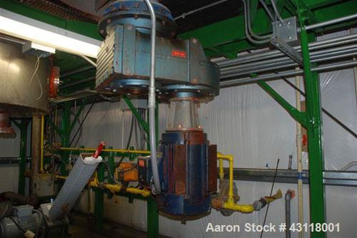Used Anhydro / APV Spin Flash Dryer, Model SFD-59, stainless steel. Chamber diameter 800 mm, feed vat diameter 1600 mm x 1500 mm high. Closed inert loop operation and is metered for propane gas fuel....