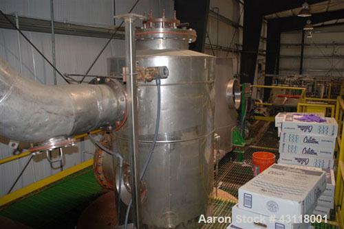 Used Anhydro / APV Spin Flash Dryer, Model SFD-59, stainless steel. Chamber diameter 800 mm, feed vat diameter 1600 mm x 1500 mm high. Closed inert loop operation and is metered for propane gas fuel....