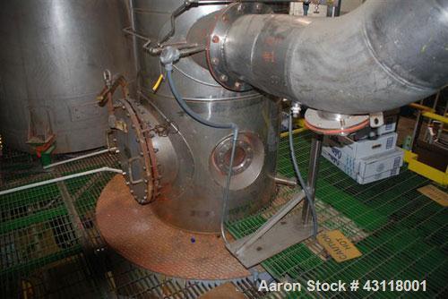 Used Anhydro / APV Spin Flash Dryer, Model SFD-59, stainless steel. Chamber diameter 800 mm, feed vat diameter 1600 mm x 1500 mm high. Closed inert loop operation and is metered for propane gas fuel....