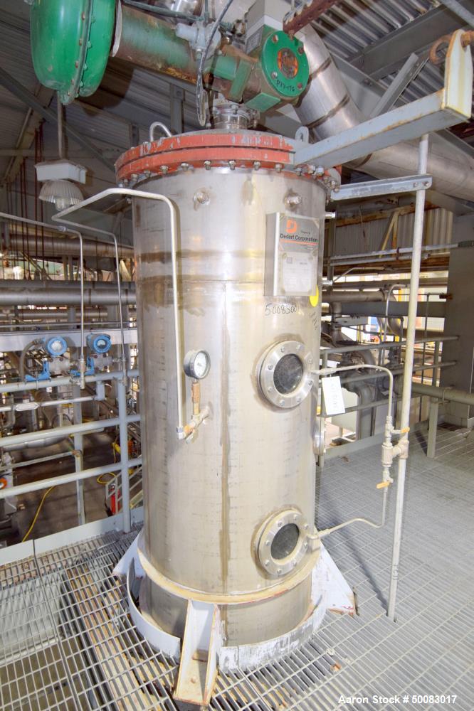 Used Dedert / Walker Stainless Flash Cooler, Model FC-2, 316 Stainless Steel, Vertical. Internal rated 15 psi / FV at 250 degrees F. Serial# 3564, National Board# 987, Built 1985.