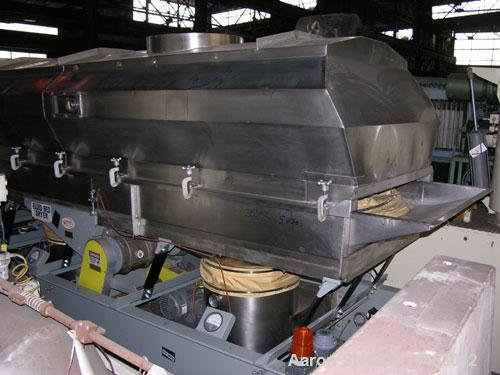 Used Used: Witte fluid bed dryer system. 42" wide x 18' long, perforated wedge wire bed, stainless steel construction. 3 hp 320/460 volt vibro motor. Removable, expanded top cover with Davit style li...