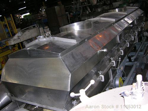 Used Used: Witte fluid bed dryer system. 42" wide x 18' long, perforated wedge wire bed, stainless steel construction. 3 hp 320/460 volt vibro motor. Removable, expanded top cover with Davit style li...
