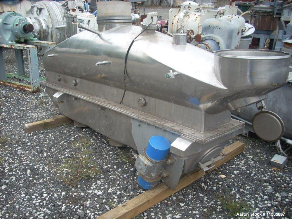 Used- APV Anhydro fluid bed agglomerator. Stainless steel construction. With 12" wide x 9' long perforated pan bed. Dual 2 K...