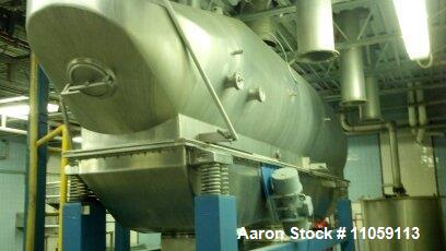 Used- Anhydro Fluid Bed Dryer. 24" x 16'6" long, stainless steel. .6kw shaker motor, 3 pressure fans, heat sources, rotary v...