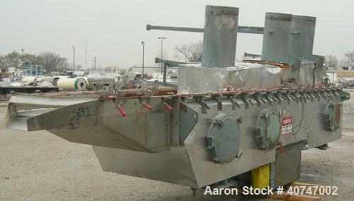 Used Carman Industries Fluid Bed Dryer/Cooler, Model FBP-562.  Approximate 230" long x 45 1/2" wide stainless steel perforated bed.  Includes a top cover, gas burner section and control panel.  Also ...