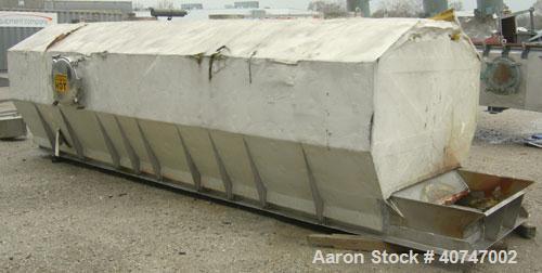 Used Carman Industries Fluid Bed Dryer/Cooler, Model FBP-562.  Approximate 230" long x 45 1/2" wide stainless steel perforated bed.  Includes a top cover, gas burner section and control panel.  Also ...