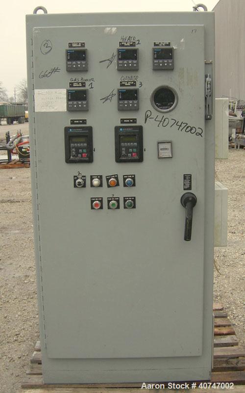 Used Carman Industries Fluid Bed Dryer/Cooler, Model FBP-562.  Approximate 230" long x 45 1/2" wide stainless steel perforated bed.  Includes a top cover, gas burner section and control panel.  Also ...