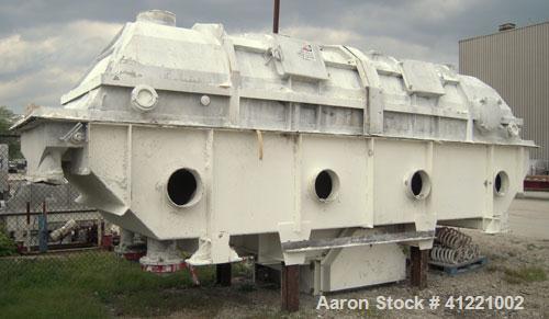Used Carrier Vibrating Equipment Fluid-Flow Vibrating Fluid Bed Dryer/Cooler, model 7260S, 304 stainless steel. Approximately 72" wide x 306" long perforated bed, 3/16" stroke. Top cover with access ...