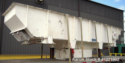 Used Carrier Vibrating Equipment Fluid-Flow Vibrating Fluid Bed Dryer/Cooler, model 7260S, 304 stainless steel. Approximately 72" wide x 306" long perforated bed, 3/16" stroke. Top cover with access ...