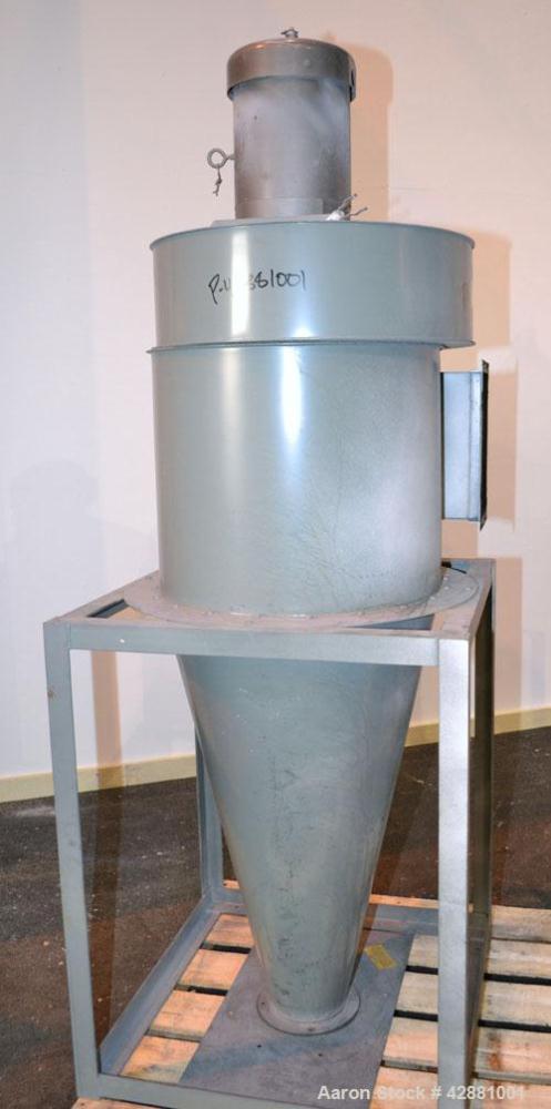 Used Carrier Vibrating Equipment Dryer/Cooler, Model FCAD-12100S, 304 Stainless Steel. 11’’ wide x 135’’ long trough, approximately 120’’ long section with a perforated “W” shaped deck. Top end feed,...
