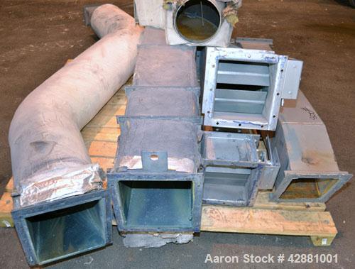 Used Carrier Vibrating Equipment Dryer/Cooler, Model FCAD-12100S, 304 Stainless Steel. 11’’ wide x 135’’ long trough, approximately 120’’ long section with a perforated “W” shaped deck. Top end feed,...