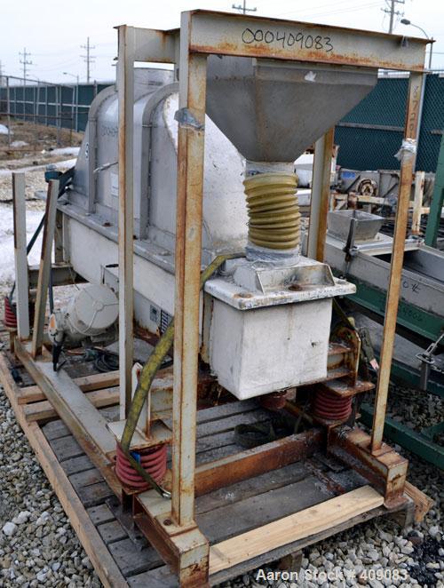 Used Carrier Vibratory Continuous Fluid Bed Dryer, Model FTAD1240S14GA, 304 stainless steel.  Approximately 10" wide x 90" long bottom perforated screen. Approximately 1 hp vibrating motor. Stroke 3/...