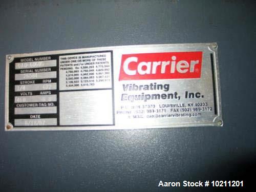 Used- Carrier Stainless Fluid-Flow Vibrating Fluid Bed Dryer Cooler; Model QAD-6