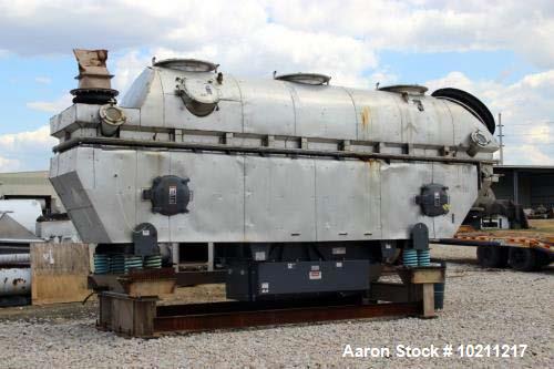 Used- Carrier Stainless Fluid-Flow Vibrating Fluid Bed Dryer Cooler; Model QAD-6060S. 46" wide x 22' long inside dimensions....